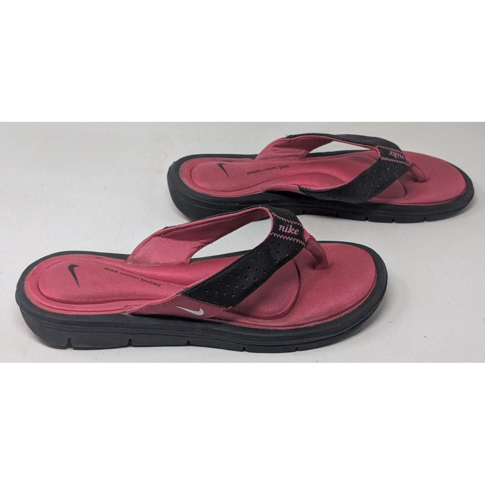 Nike Sandals Comfort Footbed‎ Women Size 8 Pink Black Thong Flip Flop 354925-012